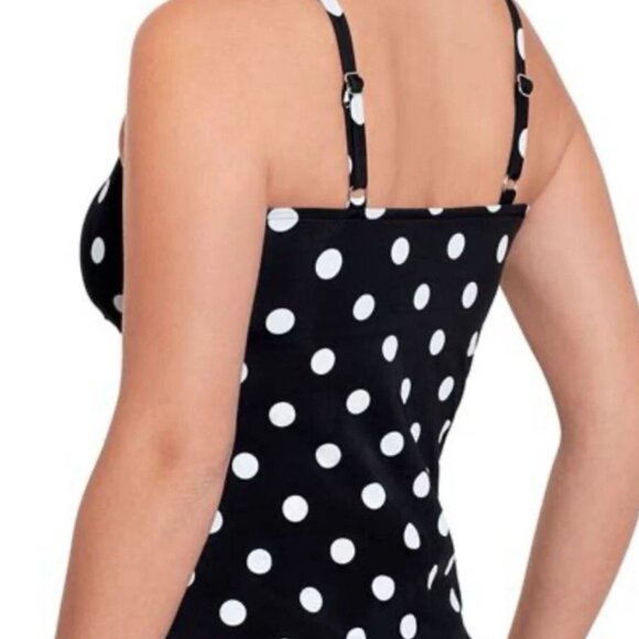 Swim Solutions Polka Dot Tummy Control Tankini Swim Top NWOT Sz 16 - Picture 3 of 10